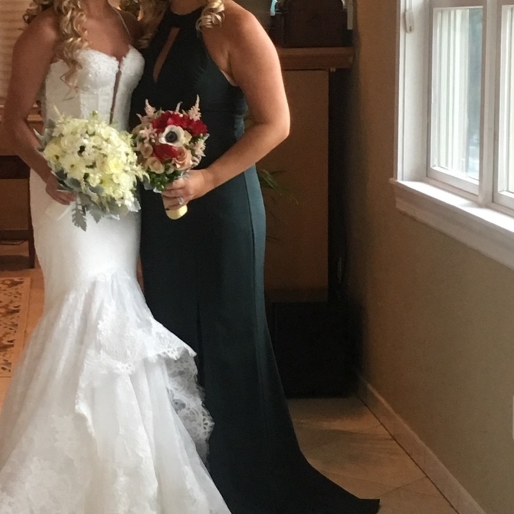 Long dark green dress